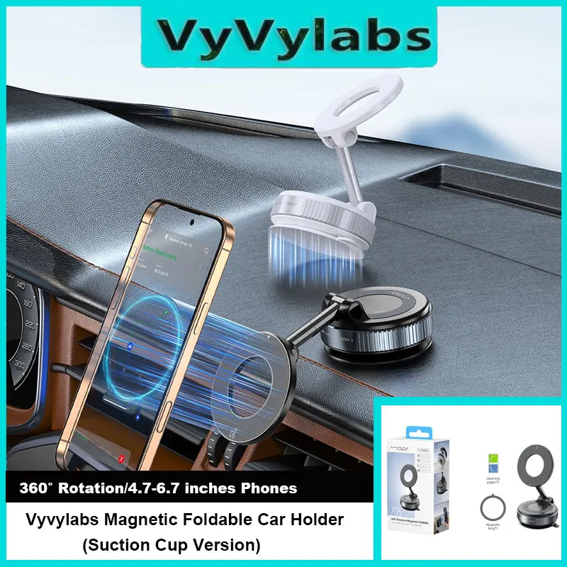 

Vyvylabs 360° Rotation Foldable Car Phone Holder Magsafe Cellphone Mount Car Phone Stand for iPhone 16 15 14 13 12