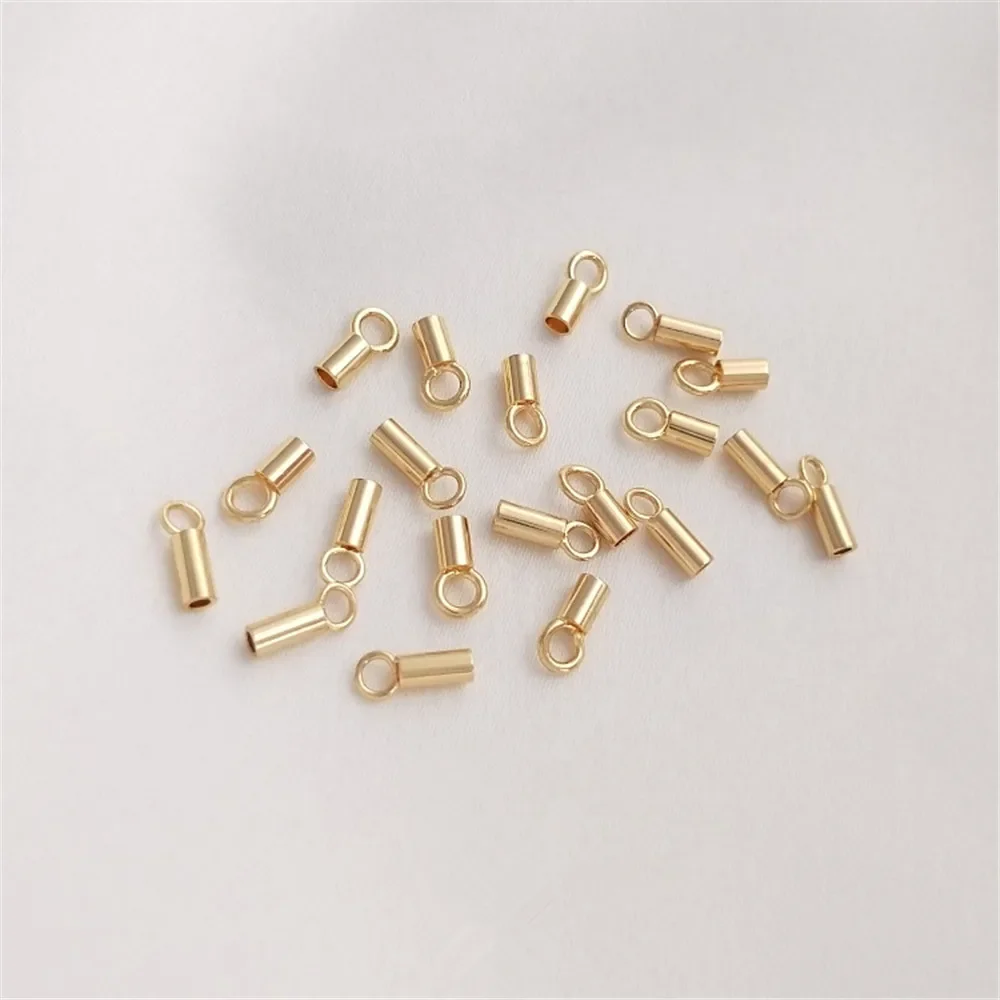 14K Gold Plated Chain leather rope joint sleeve end buckle positioning pipe DIY manual connection accessories materials