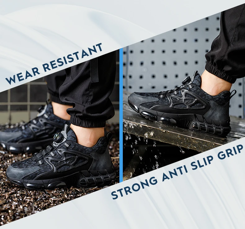 Rotating Button New Safety Shoes Men Anti-smash Anti-puncture Work Shoes Fashion Men Sport Shoes Security Protective Boots