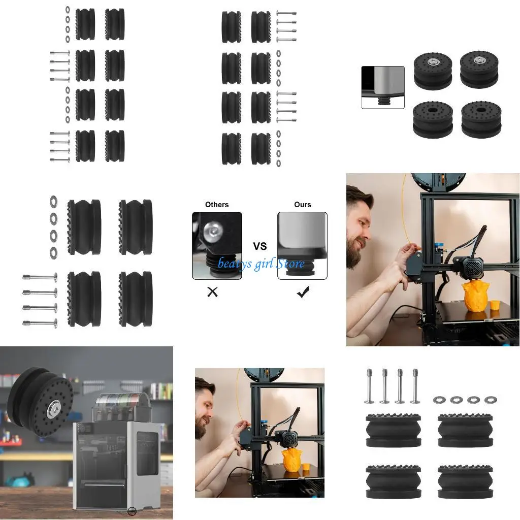 

C7AB Printer Stabilizing Silicone Feet Metal Reinforced Vibration Dampener Anti Slip Base For Quiet Operation