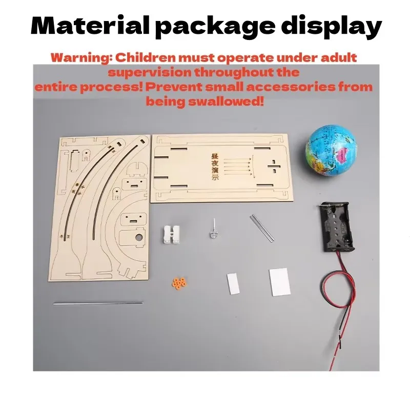DIY Erdmodell mit Tag-Nacht-Zyklus, Wissenschafts-Set, MINT-Lernspielzeug, Physik-Globus, Handgefertigtes Holzspielzeug für Kinder und Klassenzimmer – Detail 4