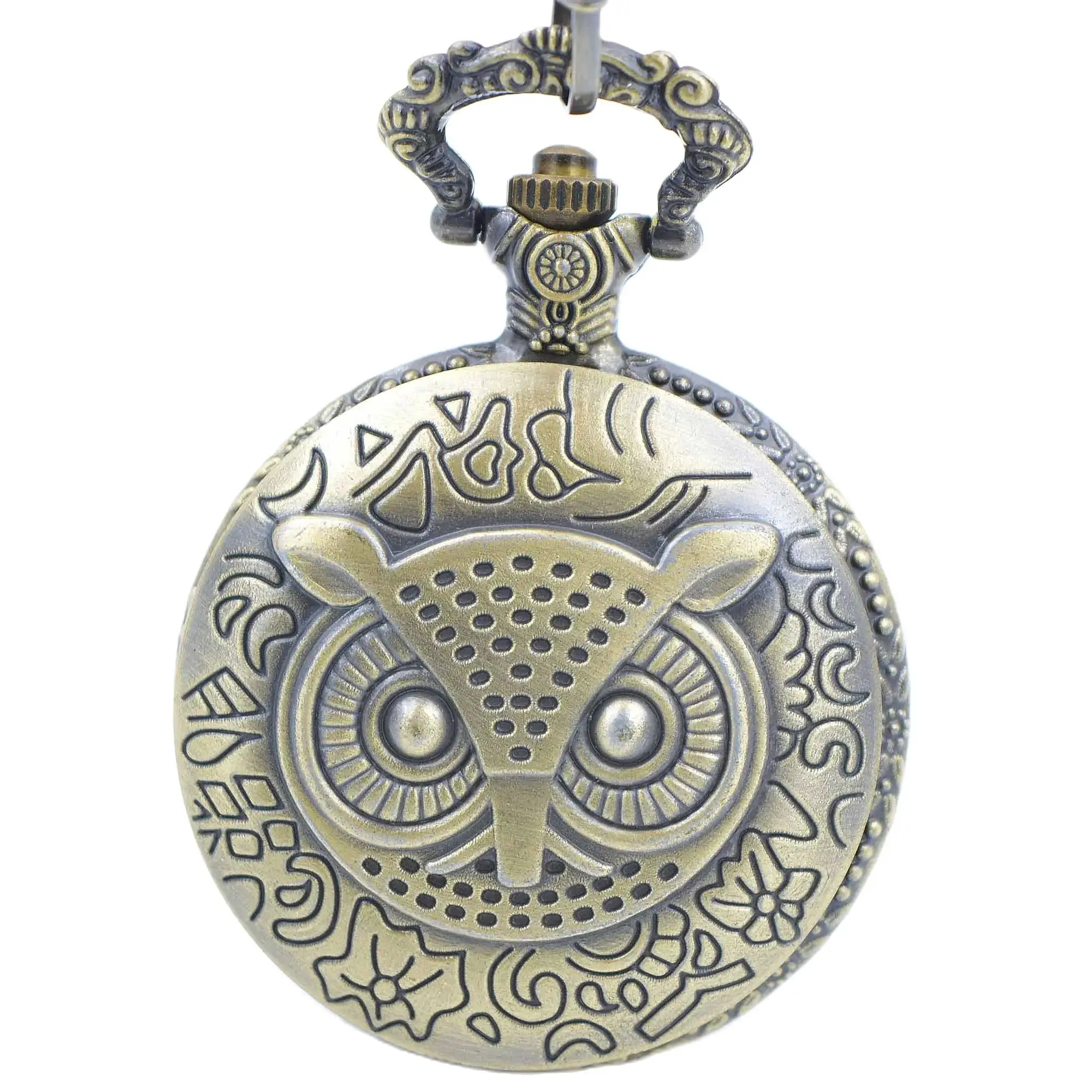 Retro Night Owl Grave Quartz Pocket Watches Antique Best Gift for Men Womens Pocket Watches with Chain Dropshipping