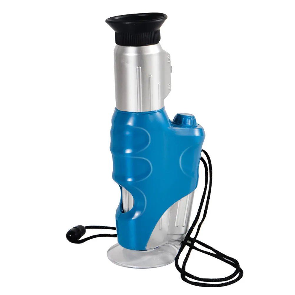 High Clarity Handheld LED Microscope Kids Outdoor Learning Tool Shatterproof Light Transmittance Comfortable Grip Compact