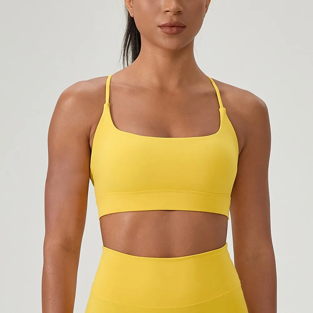女性のセクシーなヨガブラクロスストラップ通気性フィットネススポーツブラランニングフィットネスワークアウトスポーツブラジムトレーニングブラ