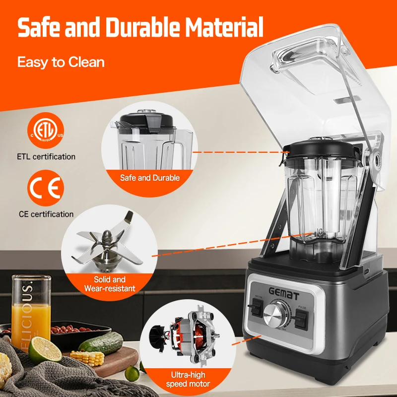 

Silent Proof Commercial Blender Milkshake Machine Noise Cancellation Blender Fruit Food Processor Juice Maker bar Blender