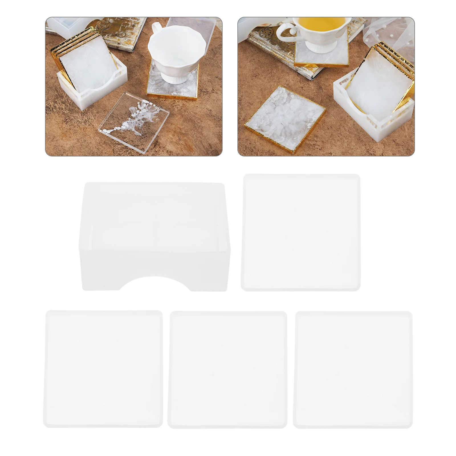 

1 set 1 Set Silicone Coaster Mold Cup Pad Molds For Diy Crafts Reusable Storage Box Making Tool Manual Molds Handmade Jewelry