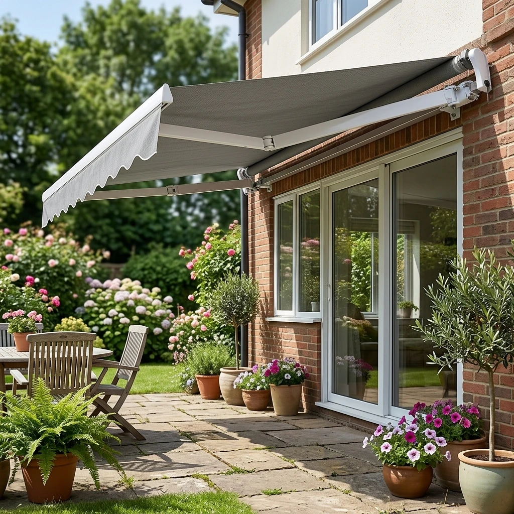 Gray/Grey Telescopic Aluminum Alloy Outdoor Rainproof Hand-Cranked Retractable Folding Electric Balcony Yard Awning Customizable