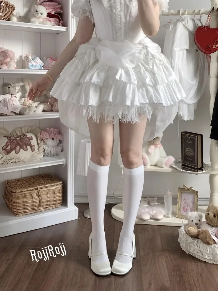 IMU New Lolita Mid-calf Socks Thick White Silk JK Uniform Ankle Socks Japanese Velvet Micro-compression Slimming Knee-high Socks