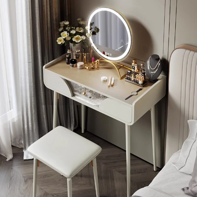 Modern Bedroom Vanity Table White Drawers Wood Girl Dressing Table Comfortable Cosmetics Chair Mesa De Maquillaje Home Furniture - Image 3