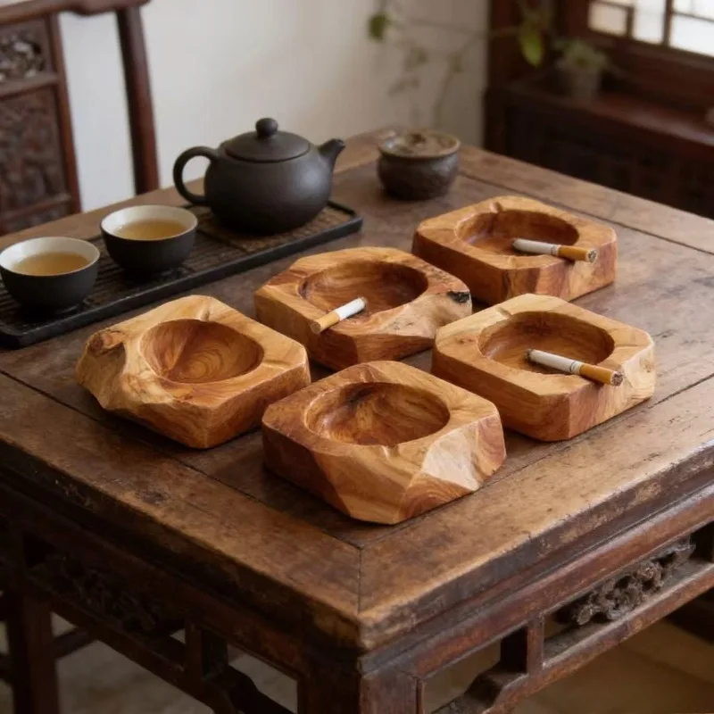 Natural Irregular wood Ashtray creative personality Multi Function Minimalist Windproof Home Pocket Ashtray Smoking Accessories