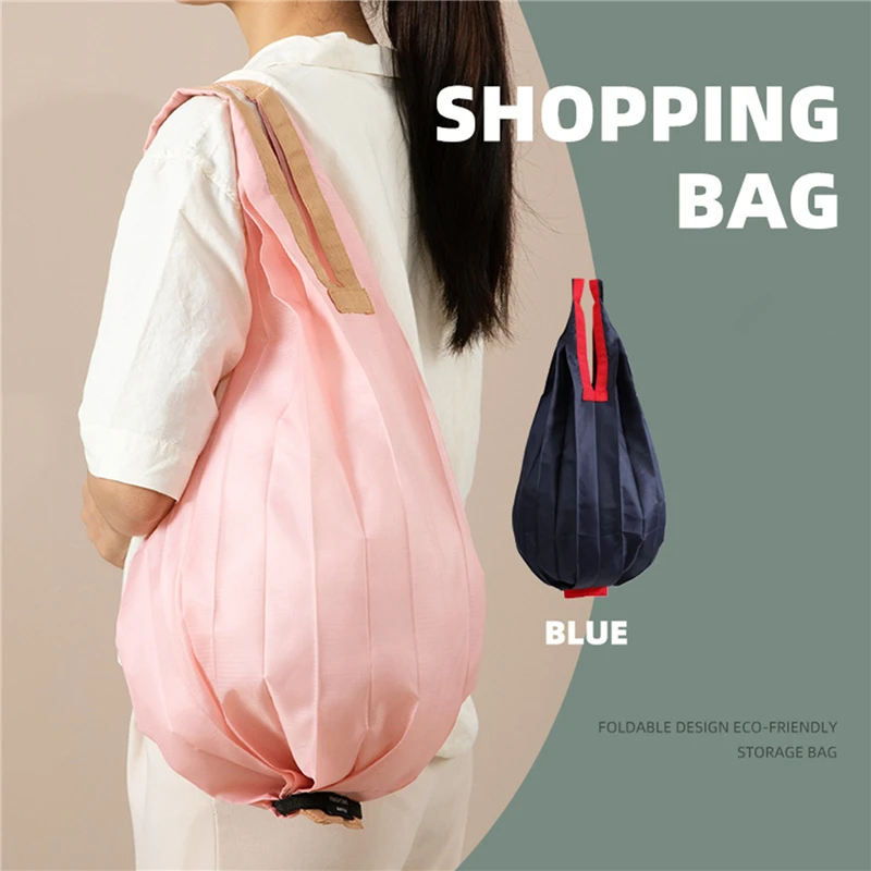 Borse per la spesa riutilizzabili in nylon Borsa a tracolla pieghevole portatile ecologica di grandi dimensioni Borsa a mano Borsa per la spesa pieghevole