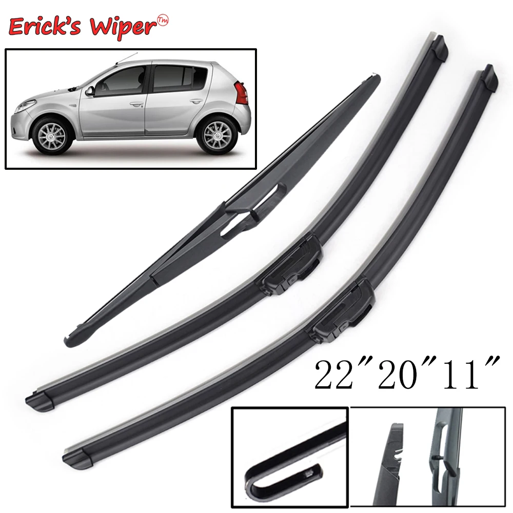 Erick\'s Wiper Front & Rear Wiper Blades Set Kit For Dacia Renault Sandero MK2 2012 - 2014 Windshield Windscreen Window 22\