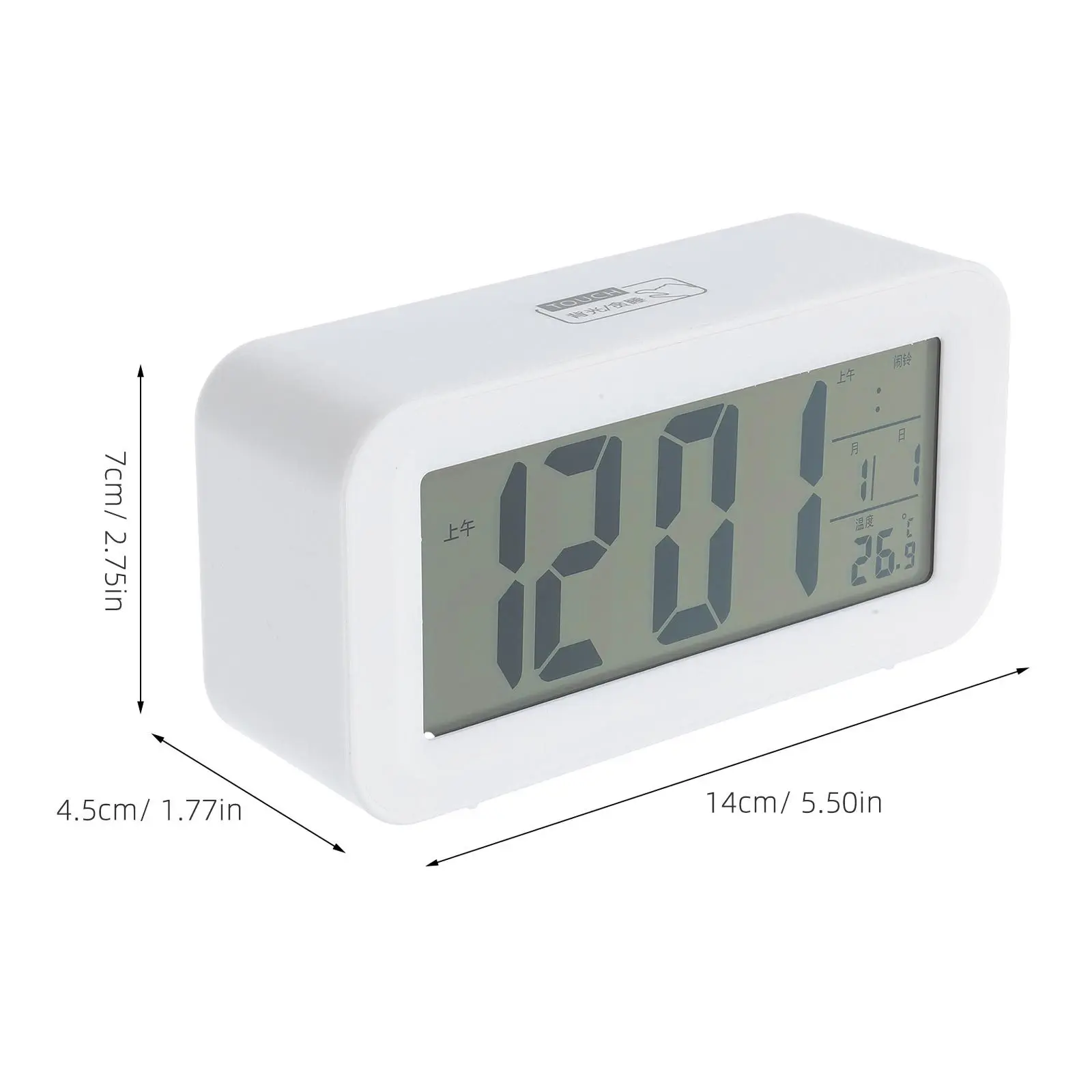

Silent Wall Clocks Non Ticking Light-sensitive LCD Alarm Digital Electronic for Bedrooms White