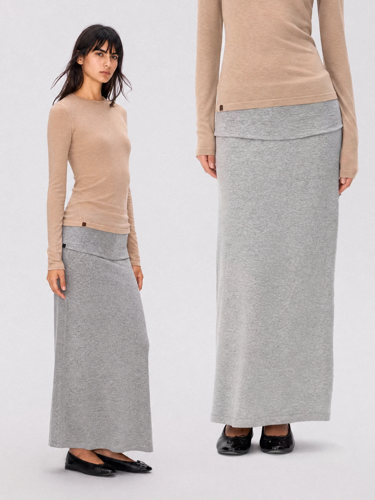 TDDP Knitted Fish Tail Half Skirt Women's Lazy Flip Waist Head Mid-Length Autumn New Style Skin-friendly Breathable Skirt