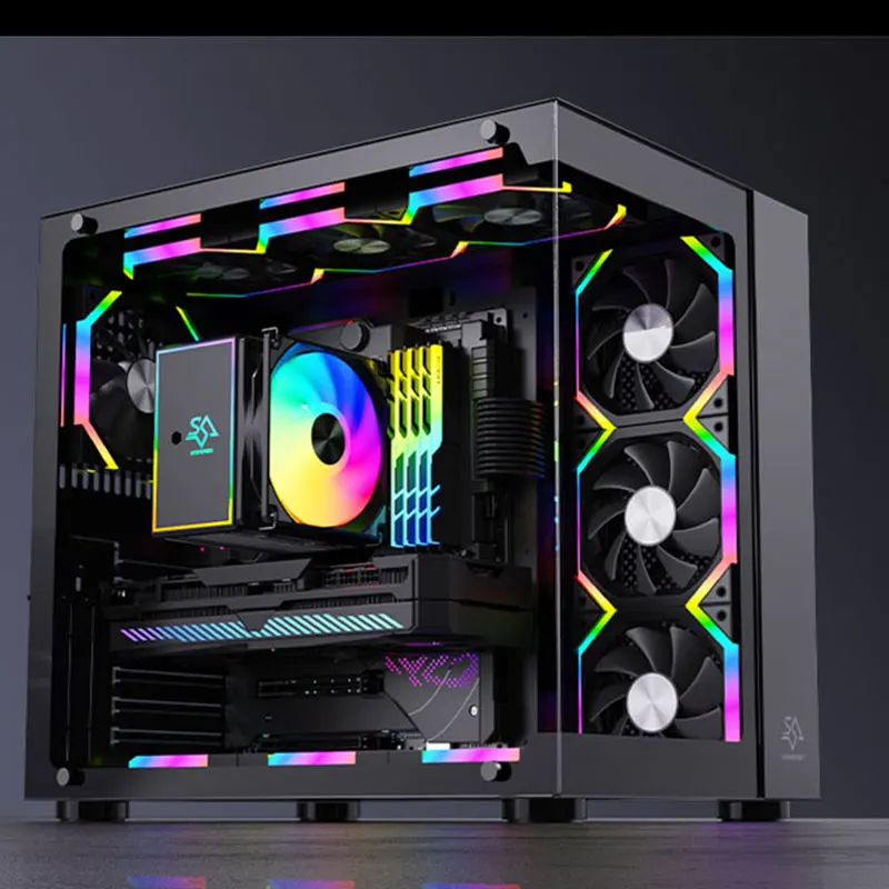 UPSIREN W-ZF120 مروحة تبريد هيكل الربط اللاسلكي، 3 في 1 ARGB 120x120x25mm مروحة تبريد وحدة المعالجة المركزية، مزامنة اللوحة الأم PWM/ARGB