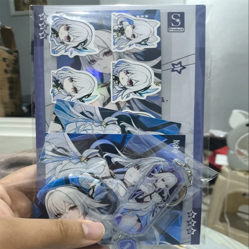 

16pcs Game Genshin Impact Skirk Laser Ticket Anime Figure Acrylic Stand Card Bookmark Postcard Polaroid Keychain Badge Gift