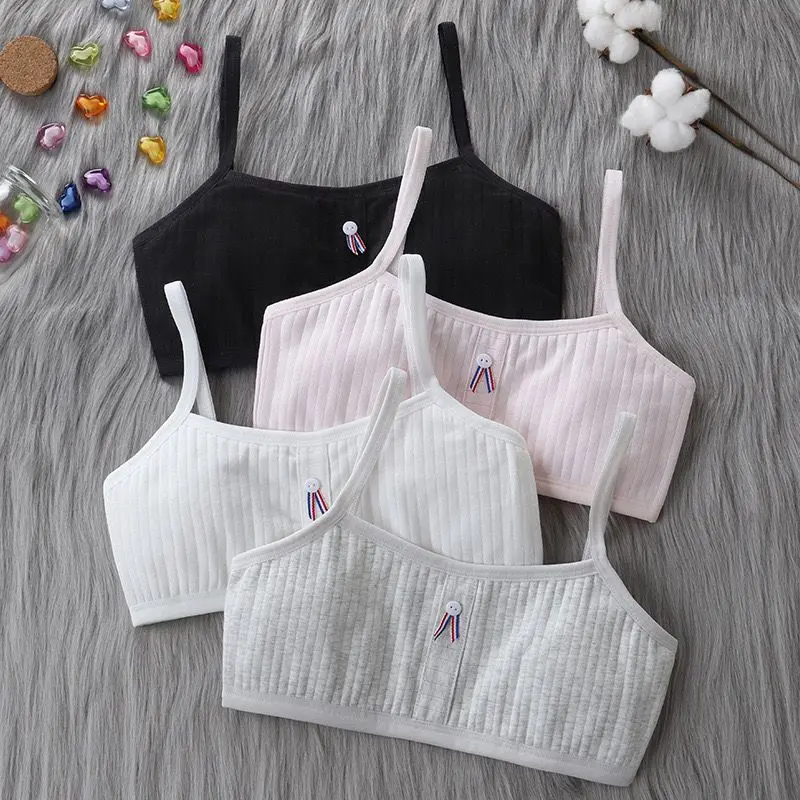 

4 Pcs/Lot Girls Training Bra Cotton Kids Underwear For Girls Comfort Soft Adolescent Girl's Brassiere Breathable brassiere