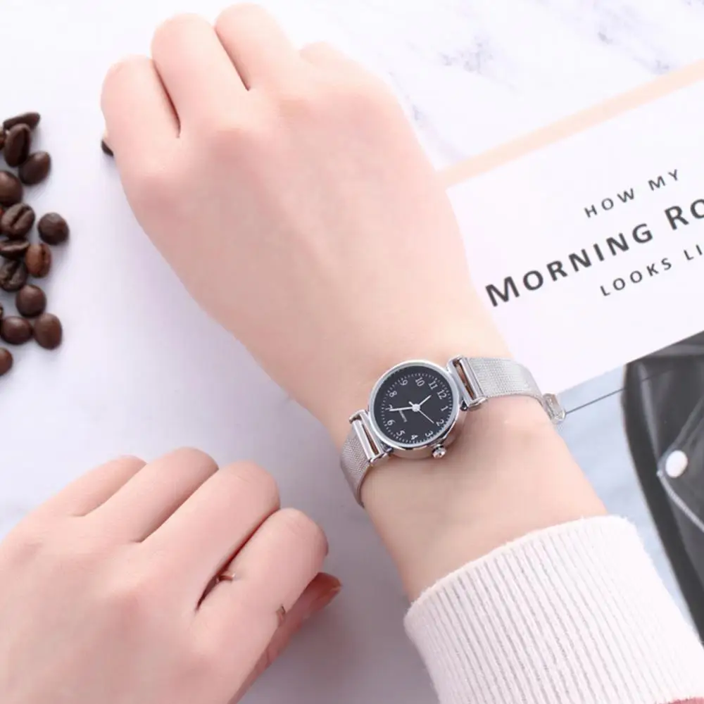 Vintage Fashion Women Small Round Dial Mesh Band Arabic Number Analog Quartz Wrist Watch Women Bracelet Watches Reloj Mujer