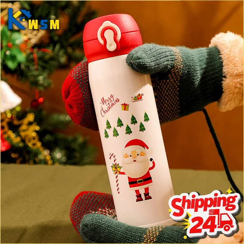 Weihnachten Thermos Tasse Cartoon Weihnachtsbaum Edelstahl Isolierte Becher Outdoor Reise Kaffeetasse Weihnachten Kinder Geschenk