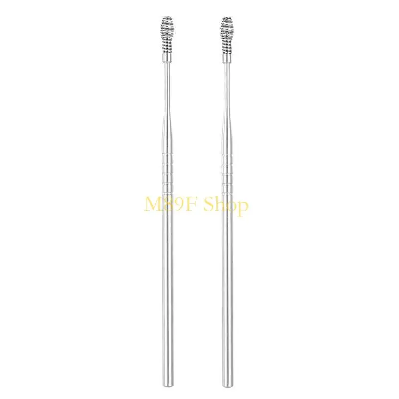 

M89F 2PCS Stainless Steel Ear Pick Curette Earwax Remover Spring Earpick Ears Cleaner
