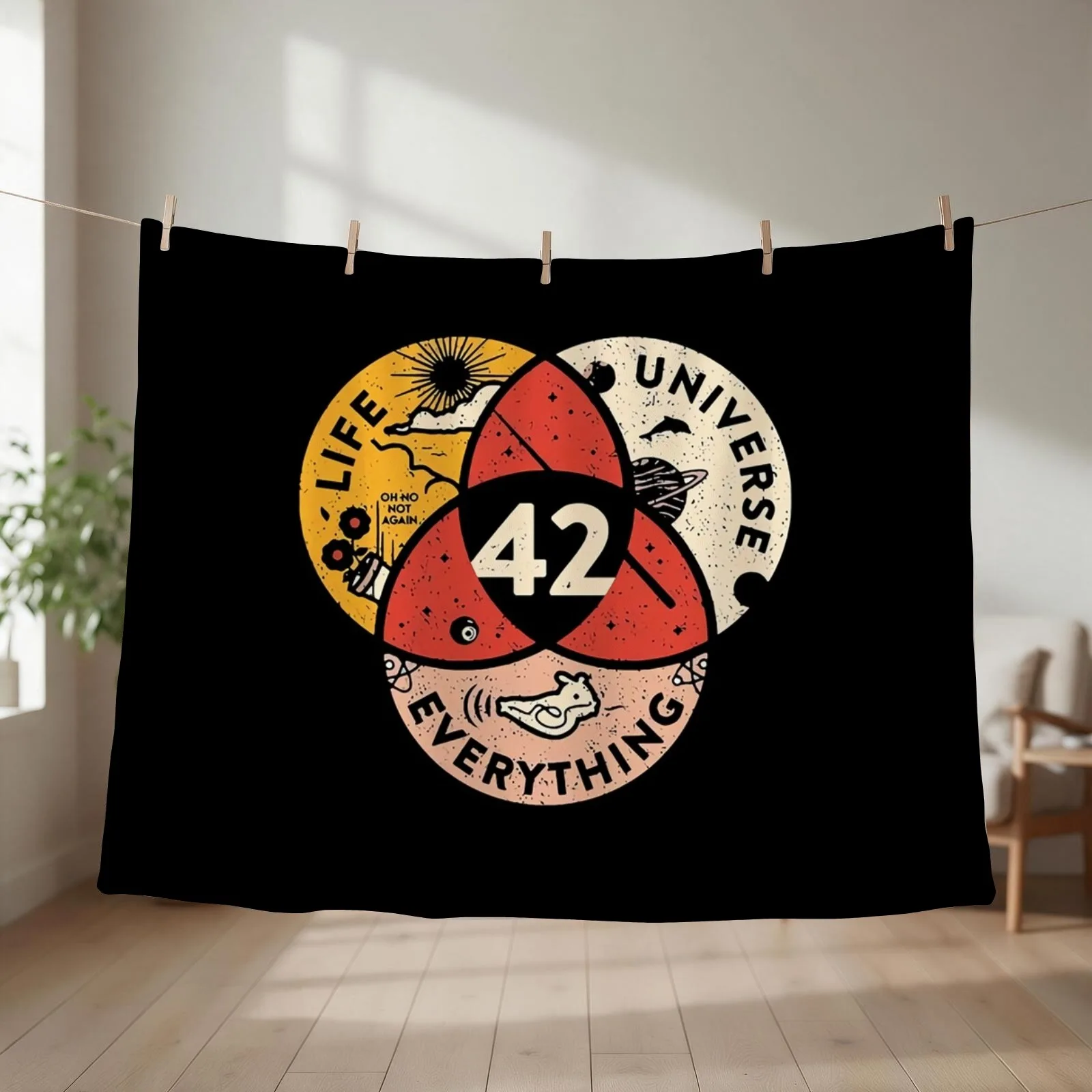 42 The Answer To Life The Universe And Everything Throw Blanket couch cozy soft plush fuzzy picnic outdoor blanket