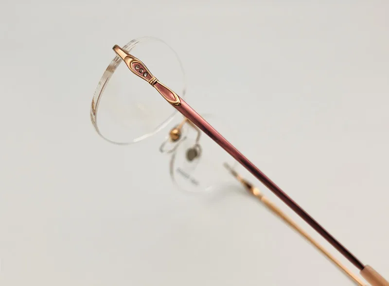 Entwickelt Frauen Randlose Brille Reinem Titan Brillen Optische Rahmen Rezept Rahmenlose Spektakel Kristall Dekoration Tempel – Detail 6