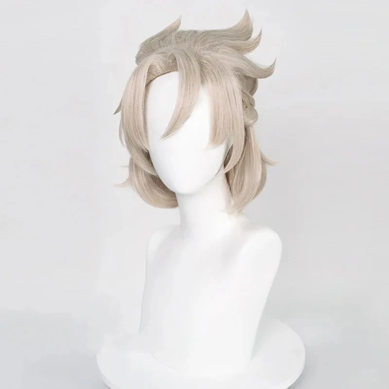 

2025 Genshin Impact Albedo 35cm Short Linen Heat Resistant Synthetic Hair Halloween Anime Cosplay Wigs + Wig gf;.9