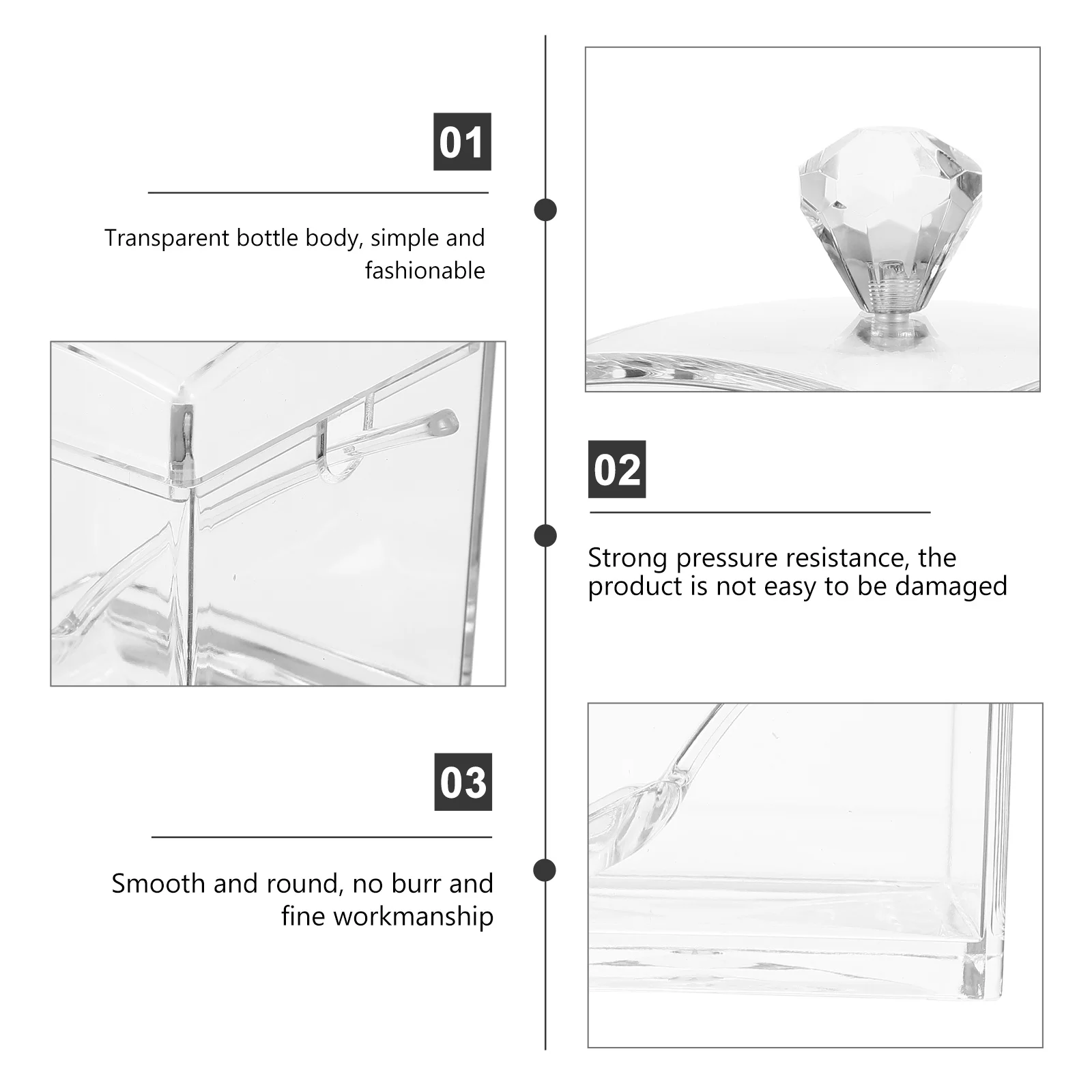 

Square Shape Acrylic Spice Container Large Opening Kitchen Condiment Holder for Salt Sugar Pepper Flavor Storage Box with Lid