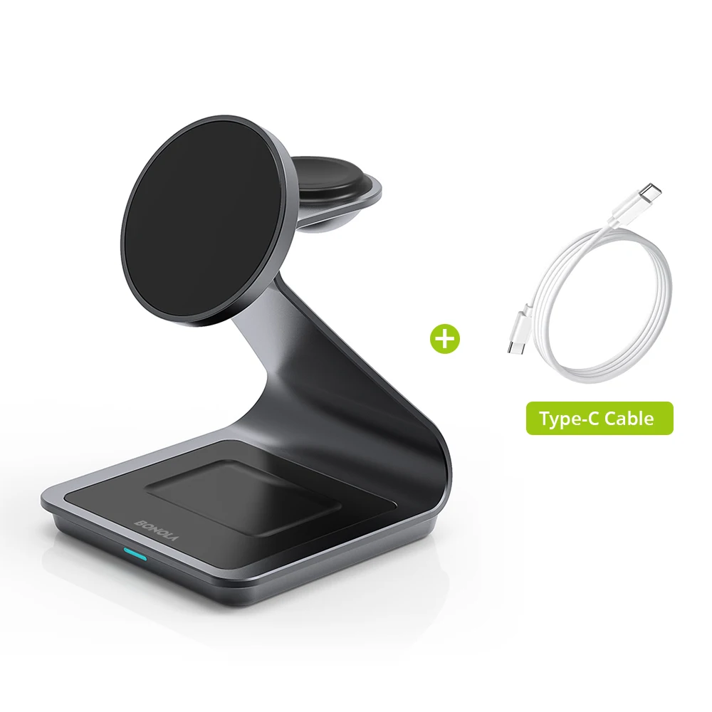 Bonola Magnetische 3-in-1 draadloze oplader voor iPhone 17/16/15/13/14/12 30W draadloos laadstation voor Apple Watch/AirPods Pro