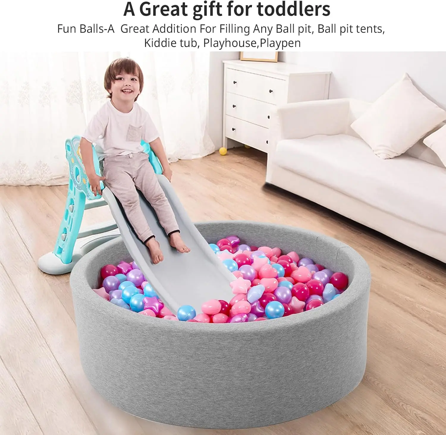 Ball Pit Ballen 100 Paars Blauw Roze, Plastic Ballen voor Peuters Ftalatvrij BPA-vrij Verpletterende Ballen in Herbruikbaar Speelspeelgoed