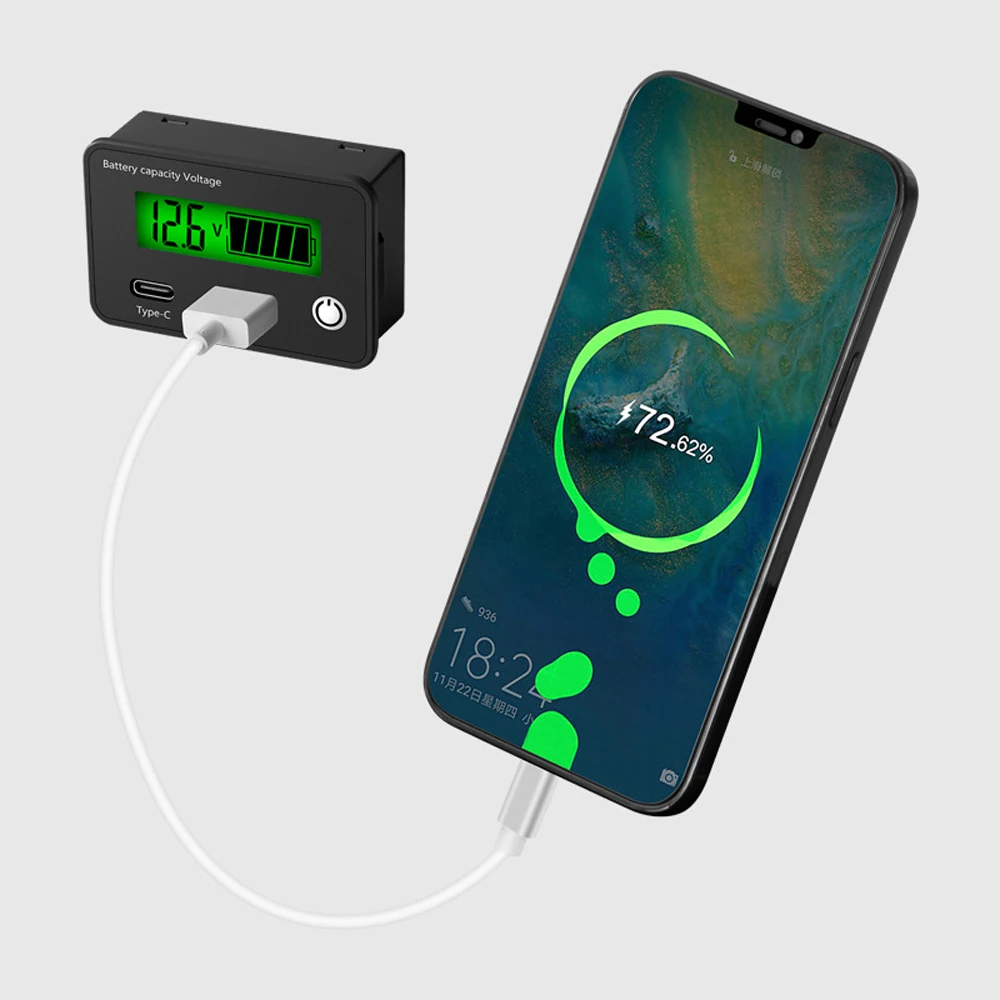 

DC8-30V USB Type-C Digital Lead Acid Lithium Battery Charge Capacity Indicator Meter Car Motorcycle Voltmeter Voltage Tester