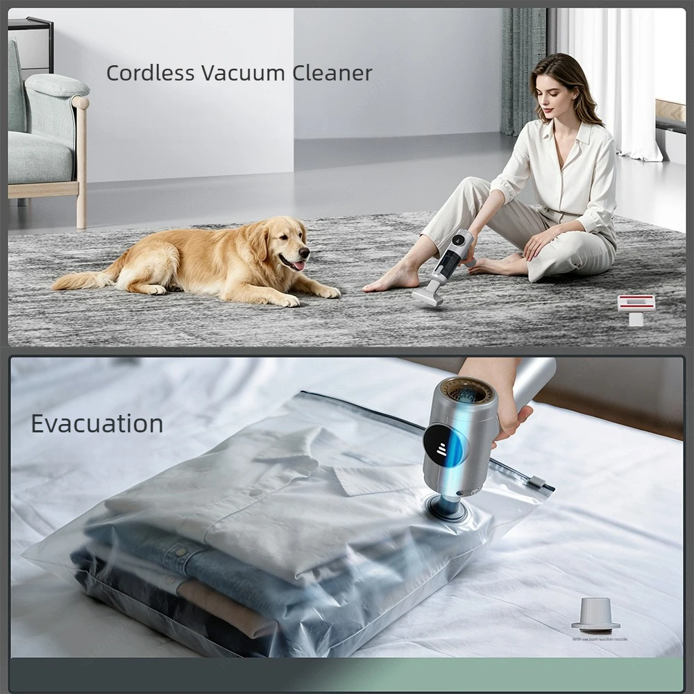 Wireless Car Vacuum Cleaner Brushless Motor Strong Suction Blow‑Suck‑Inflate‑Deflate Handheld Vacuum Portable for Home & Car