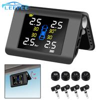 LED Display Solar Power TPMS With 4 External or Built-in Sensors Car Tire Pressure Monitoring System