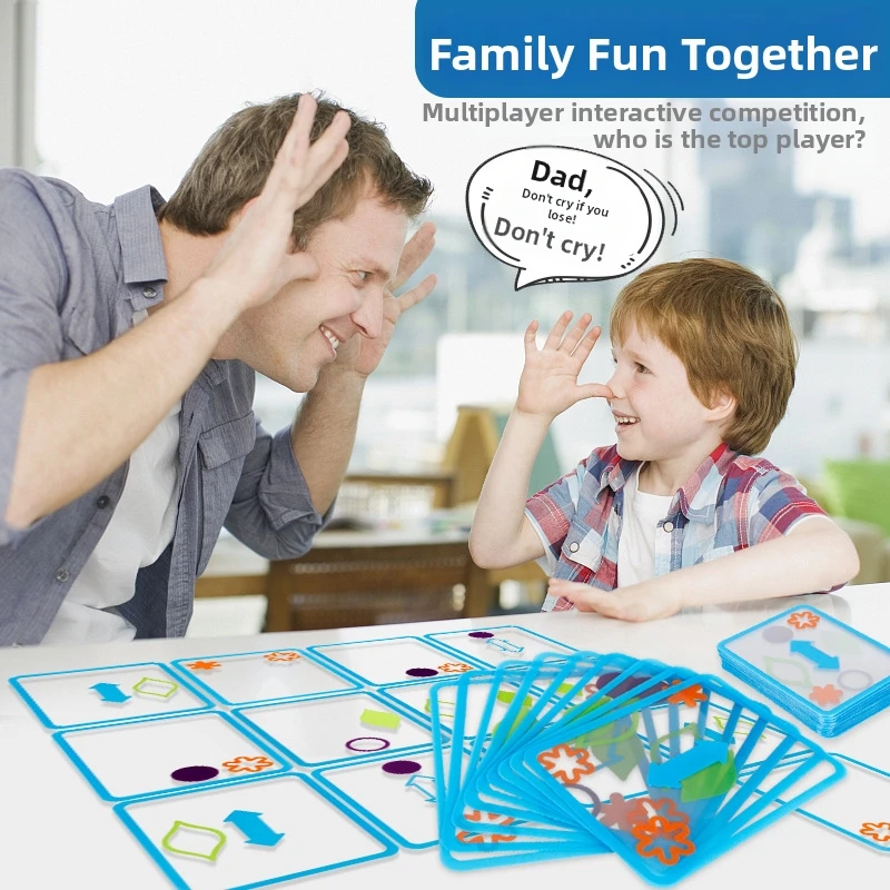 Classic FOLDOVER Flip Rotate Stack Game 60 Transparent Cards for Kids Spatial Logic Thinking Parent-Child Interactive Toy Gift