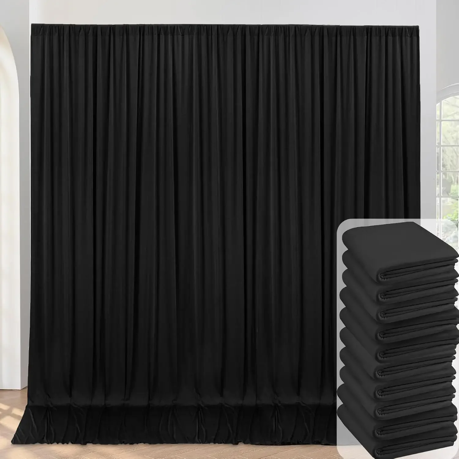 

BestsellerBlack Backdrop Curtain for Parties, 10 Panels Wrinkle Free Polyester Photo Backdrop Drapes for Weddings Birthday Anniv