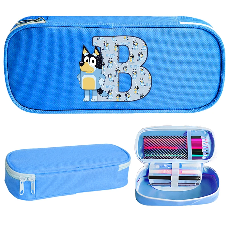 Blueyi Bingo Pen Pouch Cartoon Letter A-Z Printed Pencil Case Anime Student Stationery Storage Bags Children Birthday Gifts New