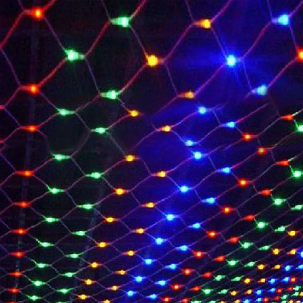 LED Net Curtain Mesh Fairy String Light Christmas 1.5x1.5m EU 220V Party Wedding New Year Garland Outdoor Garden Decoration