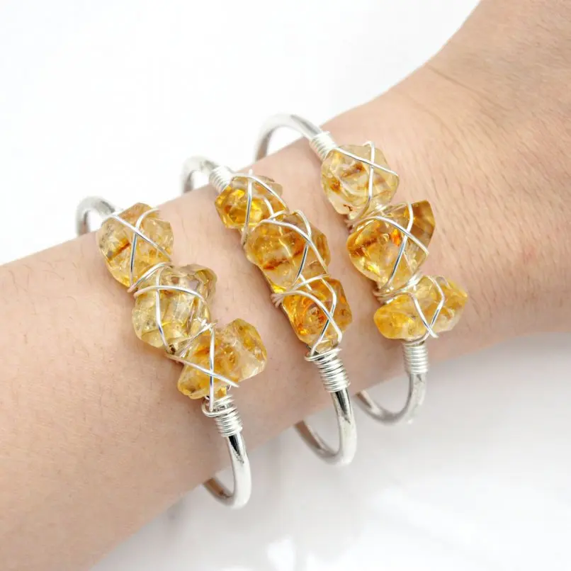 

1 шт., посеребренный браслет с цитрином, свободная форма, регулируемые ювелирные изделия, специальный подарок для женщин
