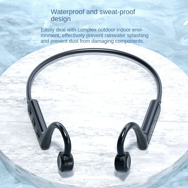 Bone Conduction Bluetooth Headset Headphones Neck-Mounted Black Plastic Works On Smartphones Music Headset