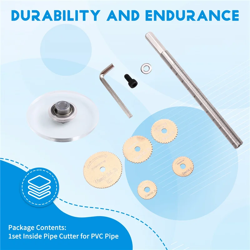 Set di strumenti per taglierina A26F per tubi in PVC, tubi interni, taglierina con misuratore di profondità regolabile in scala, lame per sega da 5 pezzi, tubi interni, taglierina