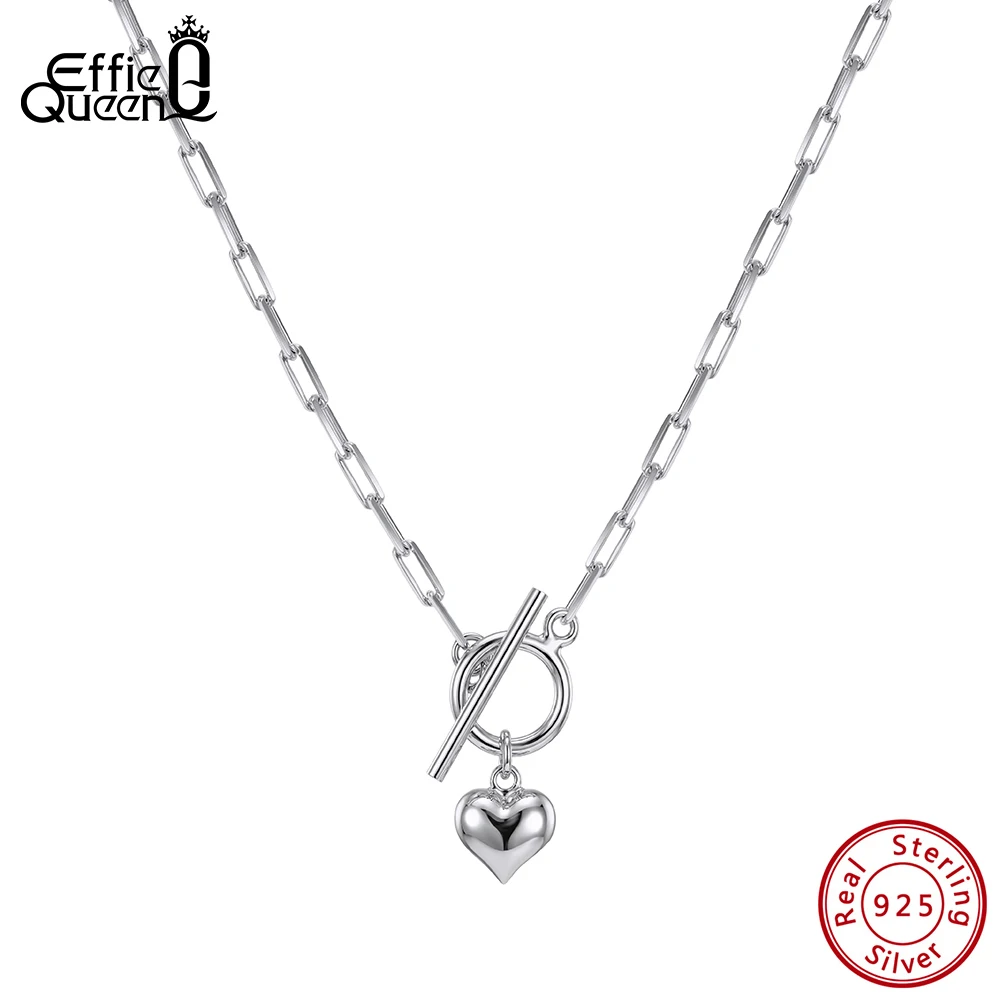 

Ожерелье-чокер Effie Queen из стерлингового серебра 925 пробы с подвеской в ​​форме сердца, цепочка в форме сердца для свадебной вечеринки, ювелирные украшения на шею, изысканные украшения SC97