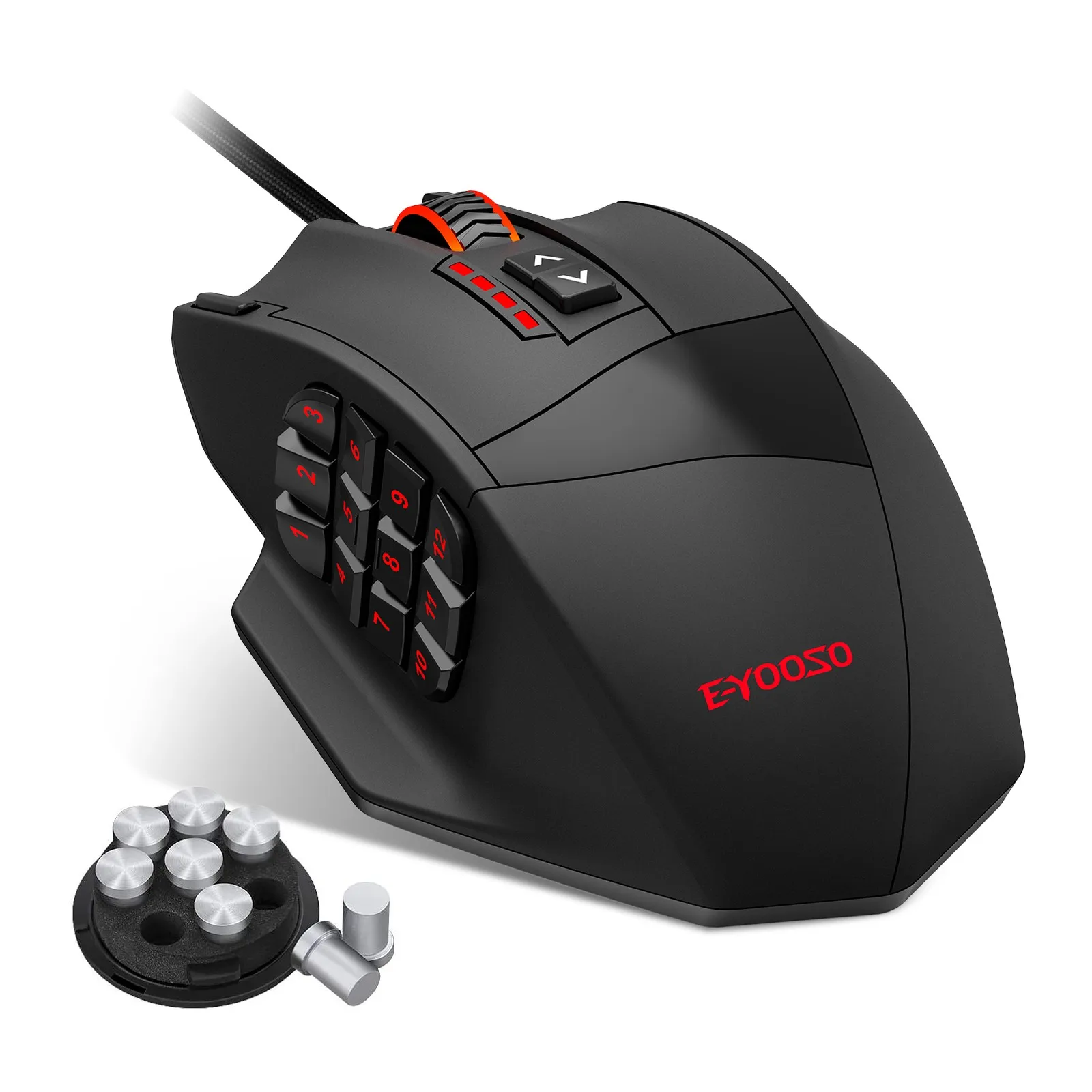 

E-YOOSO X-39 Programmable Gaming Mouse, Wired RGB Mouse with 18 Buttons, 8 Removable Weights, 5 DPI, Ergonomic Grip for Computer