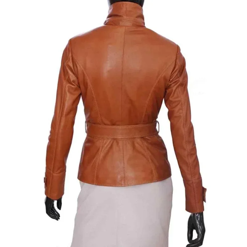 Women's Genuine Lambskin Leather Blazer Brown Jacket Slim fit Designer Coat