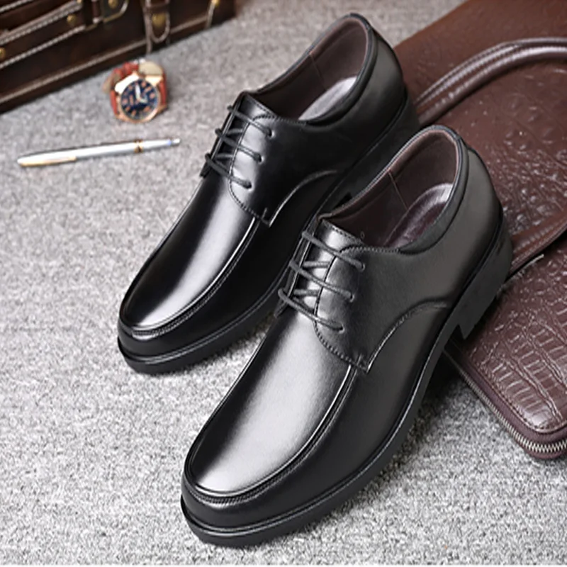 Men\'s Business Leather Shoes Formal Leather Shoes Breathable Round Toe Casual Leather Dress Shoe Social Lace Up Large Size 46 47