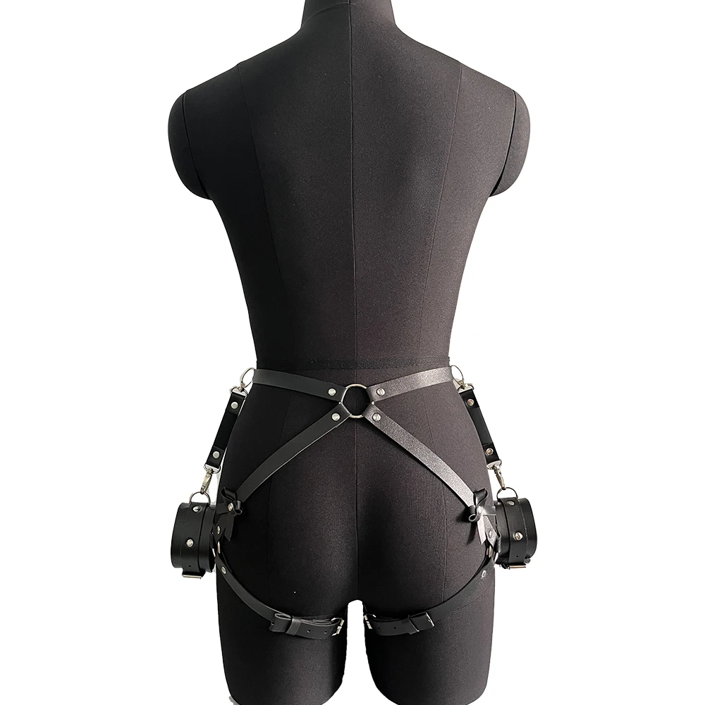 harnnes suspensório roupa íntima para mulher sutiãs sexy langerri sexys feminina Mulheres sexy bondage arnês conjunto de lingerie de couro fetiche casal roupa interior coxa liga meia feminino cinto de espada sutiã