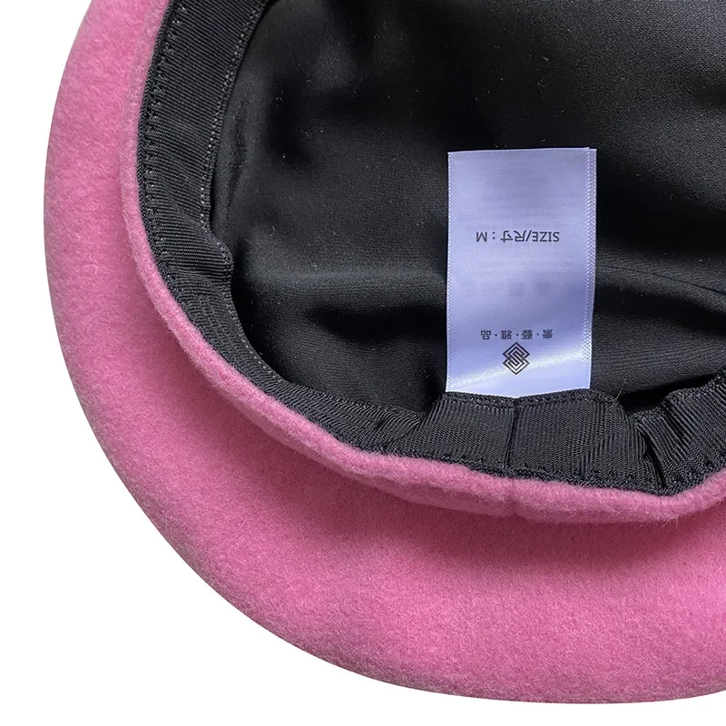 Hight Quality Sweet Wool Blend Beret Winter Spring Caps for Women Lovely Pink Painter Hat Flying Saucer Hat Sombreros De Mujer