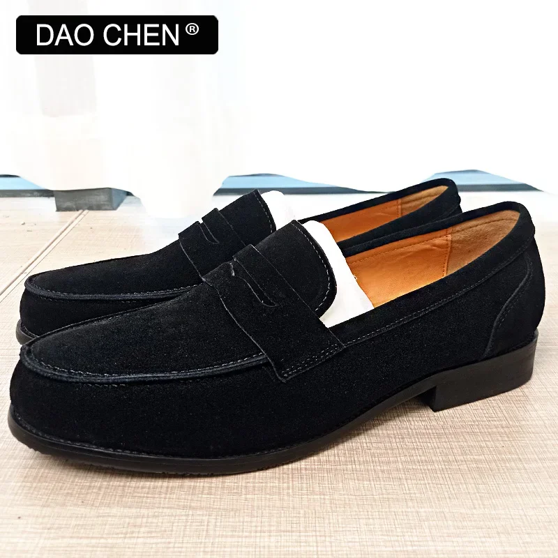 LUXURY MEN LOAFERS SHOES BROWN BLACK SLIP ON ELEGANT MEN\'S CASUAL LEATHER SHOES WEDDING OFFICE BANQUET SUEDE men shoes