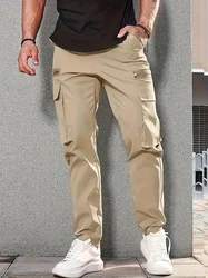 Pantalon Cargo Harem avec Poches Latérales pour Homme, Fermeture Éclair, Noir, Hip Hop, Jogging Masculin Décontracté, FJM Fashion, Streetwear