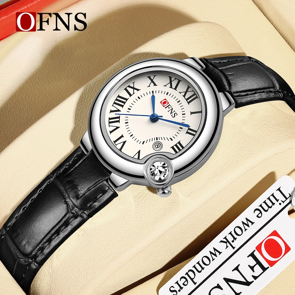 OFNS-reloj de cuarzo de acero inoxidable para hombre y mujer, accesorio de marca de lujo, resistente al agua, luminoso, para amantes de la moda, 1512