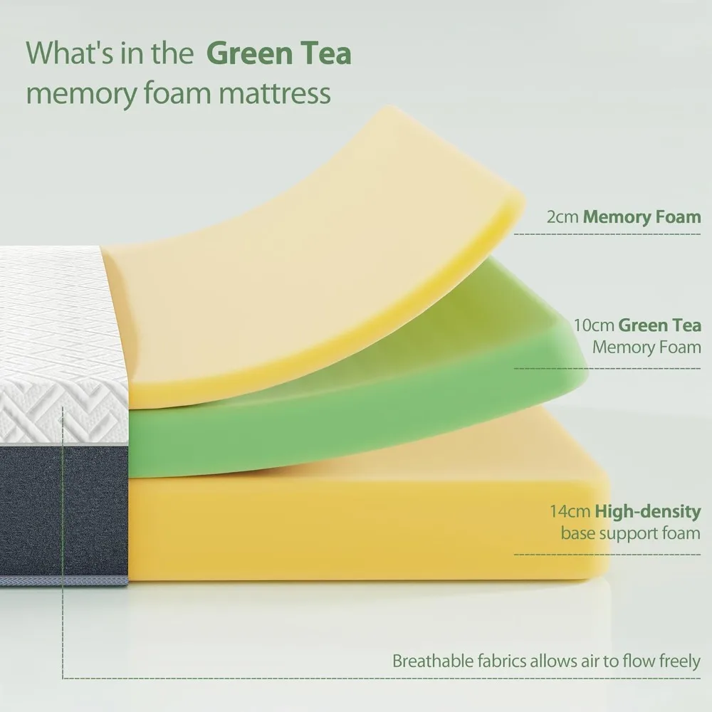 Full Mattress, 10 Inch Green Tea Memory Foam Mattress in a Box, Medium Firm Full Size Mattress